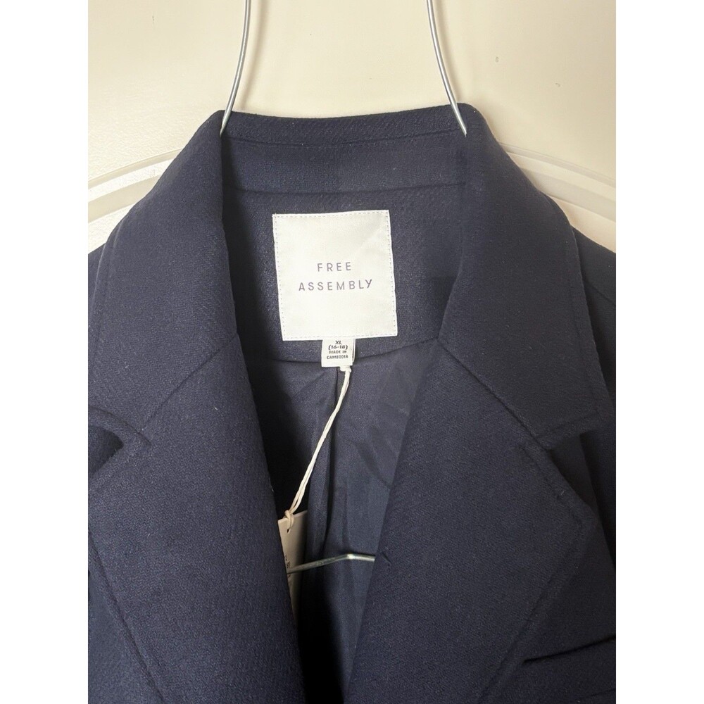 NWT Free Assembly SB Blazer With Rib Cuff Women’s Blue Lined Button XL (16-18) - Picture 7 of 11